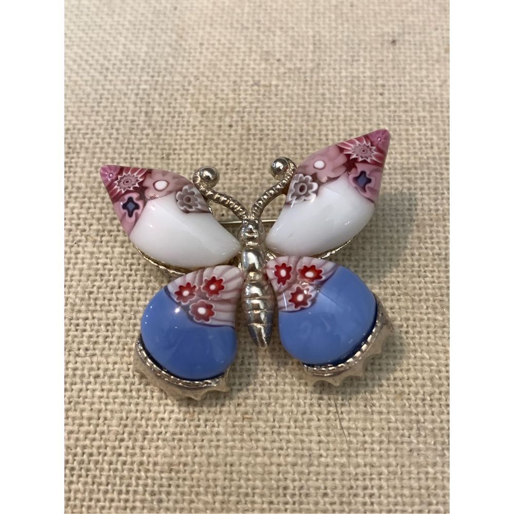 .925 Vintage Colorful Butterfly Sterling Silver Pendant #keepsake #butterfly